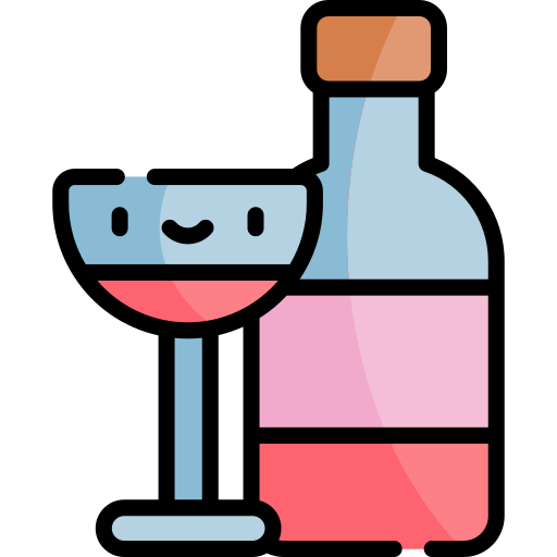 vino Kawaii Lineal color icona