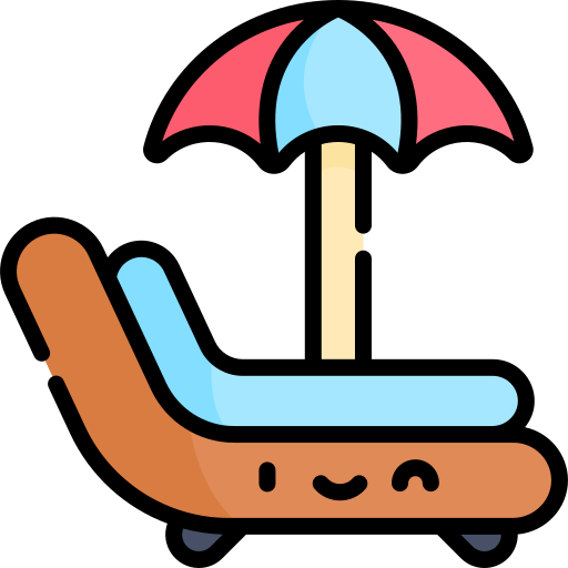 silla de playa Kawaii Lineal color icono
