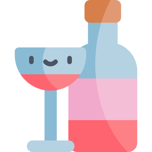 wino Kawaii Flat ikona