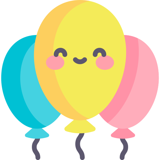 globos Kawaii Flat icono