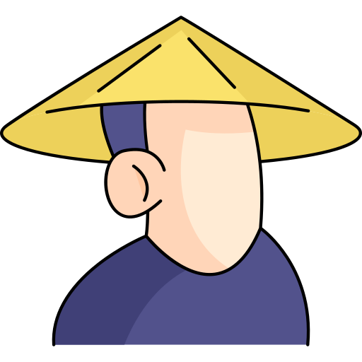 sombrero de bambú Generic Thin Outline Color icono
