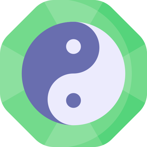 yin yang Kawaii Flat icono