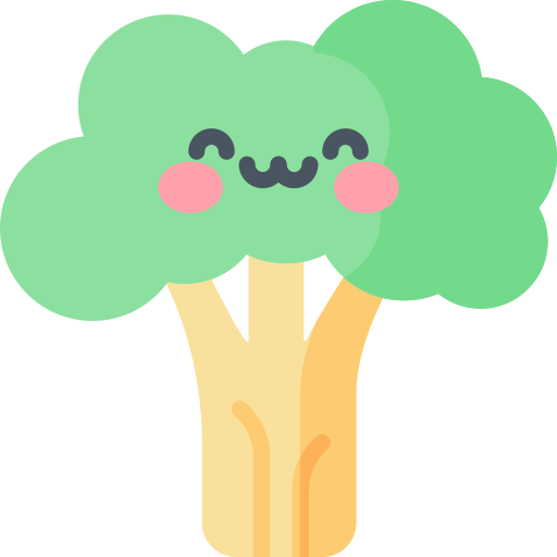 brócoli Kawaii Flat icono