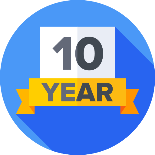 10 years Flat Circular Flat icon