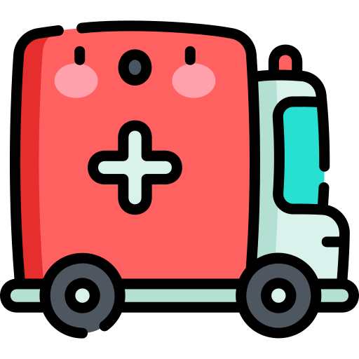 ambulancia Kawaii Lineal color icono