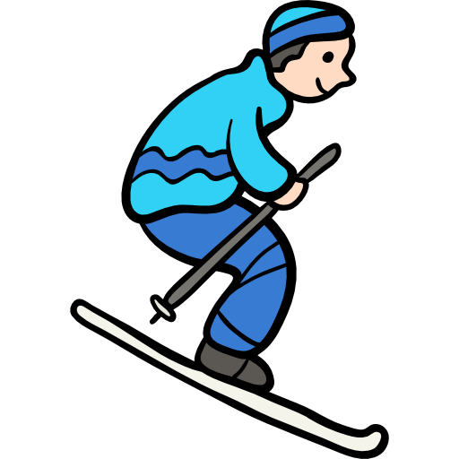 Skiing Hand Drawn Color icon