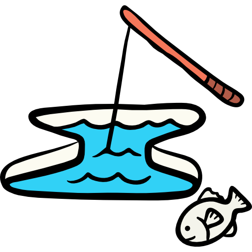 Ловит рыбу Hand Drawn Color иконка