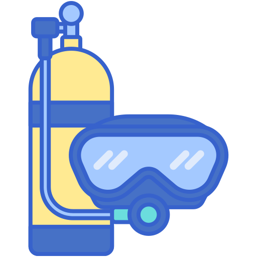 Подводное плавание с аквалангом Flaticons Lineal Color иконка