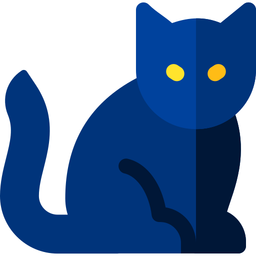 gato negro Basic Rounded Flat icono