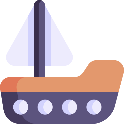Лодка Kawaii Flat иконка