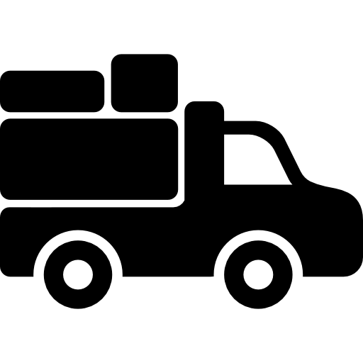 widok z boku załadowanej ciężarówki  ikona