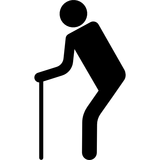 Old man with walking stick  icon