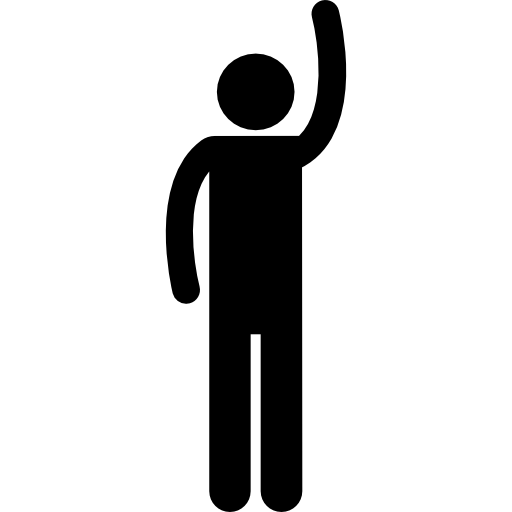 silhouet uitwerken met één arm omhoog  icoon