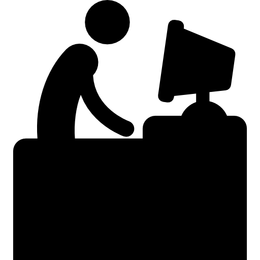 silhouet aan het bureau  icoon