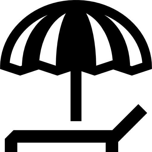 Sun umbrella and deck chair  icon