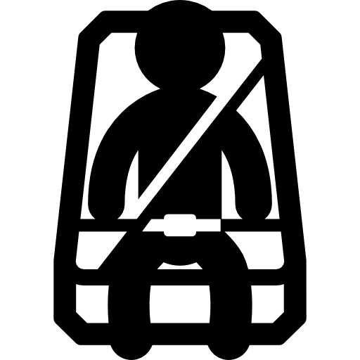 ceinture de sécurité sur la silhouette  Icône