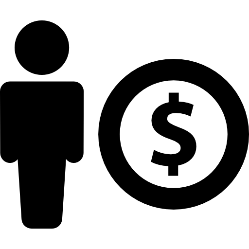 silhouet met dollarteken  icoon