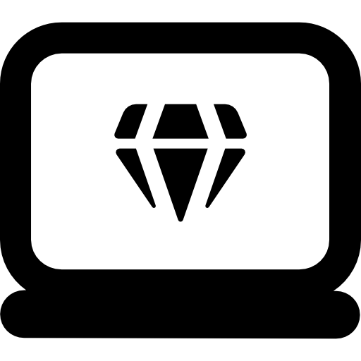 Laptop with diamond  icon