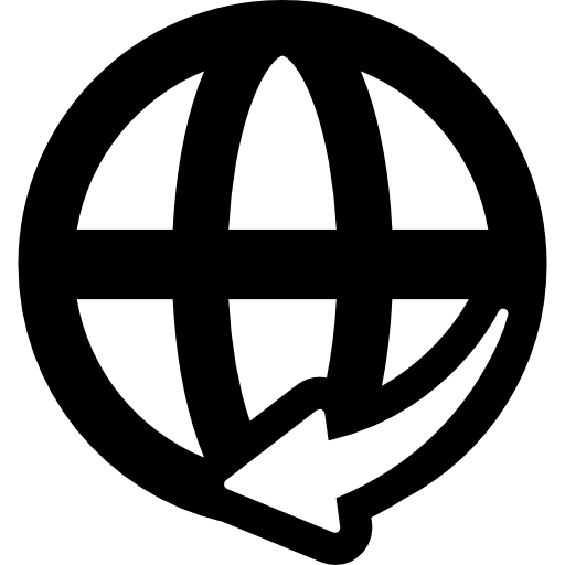 cuadrícula mundial con flecha  icono