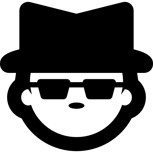 mężczyzna twarz z kapeluszem i okularami przeciwsłonecznymi  ikona