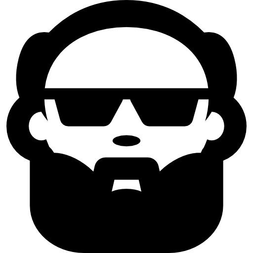 rosto de homem careca com barba e óculos escuros  Ícone