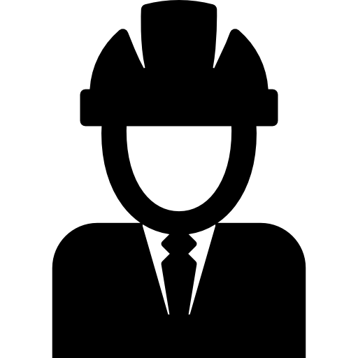 hombre de negocios, con, casco  icono