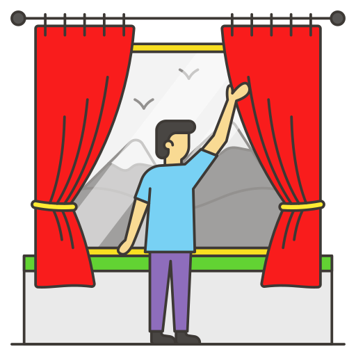 Curtains Generic Thin Outline Color icon