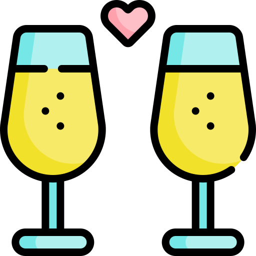 шампанское Kawaii Lineal color иконка