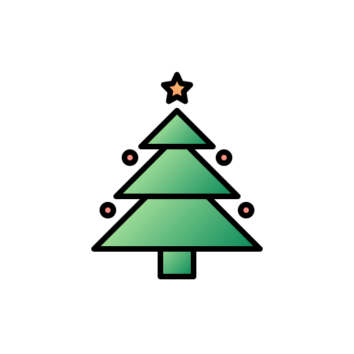 drzewko świąteczne Generic Thin Outline Color ikona