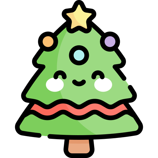 árbol de navidad Kawaii Lineal color icono