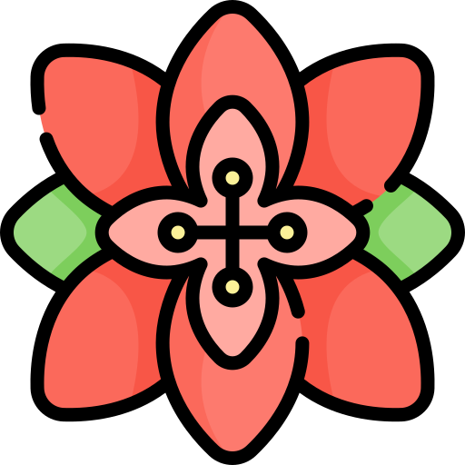 poinsettia Kawaii Lineal color icono