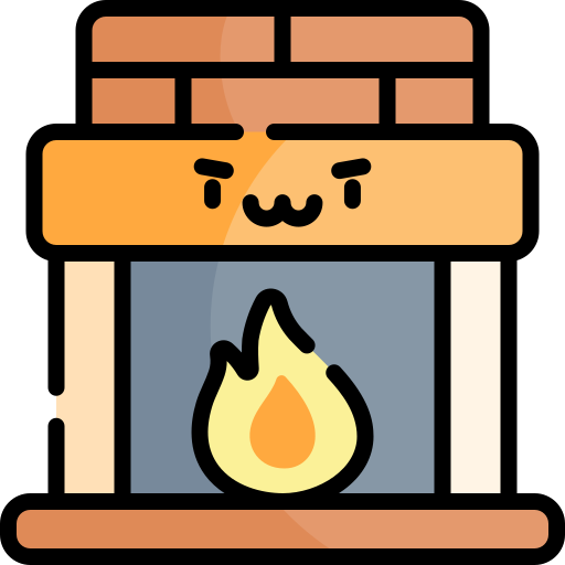 暖炉 Kawaii Lineal color icon