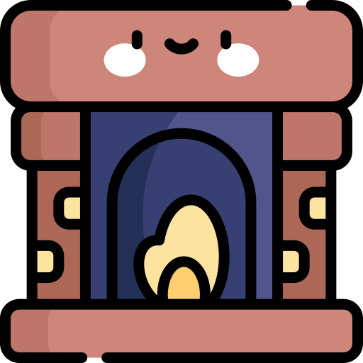 Fireplace Kawaii Lineal color icon