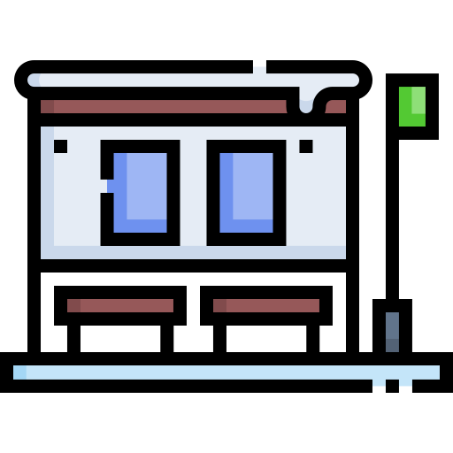 버스 정류장 Detailed Straight Lineal color icon