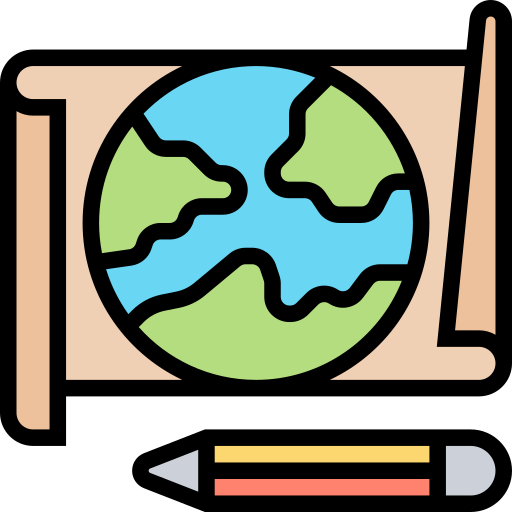 wereldkaart Meticulous Lineal Color icoon