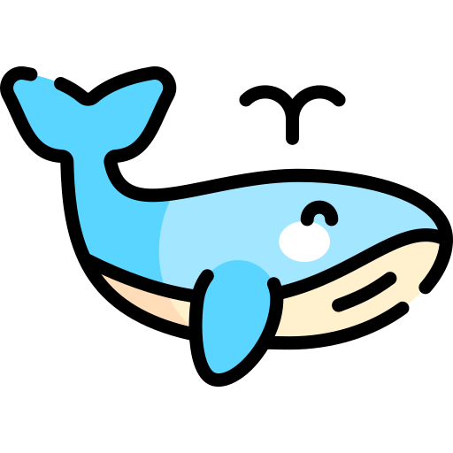walvis Kawaii Lineal color icoon
