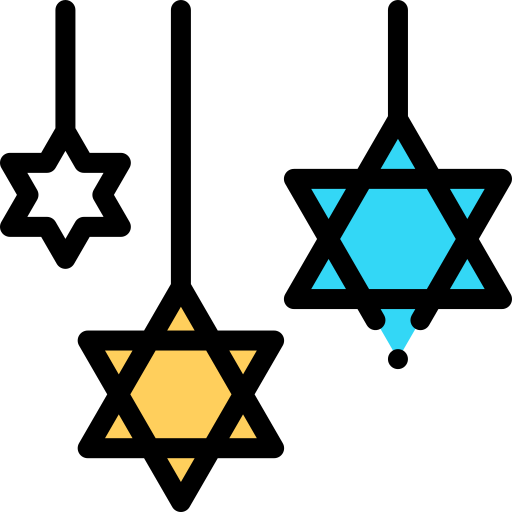 다윗의 별 Detailed Rounded Lineal color icon