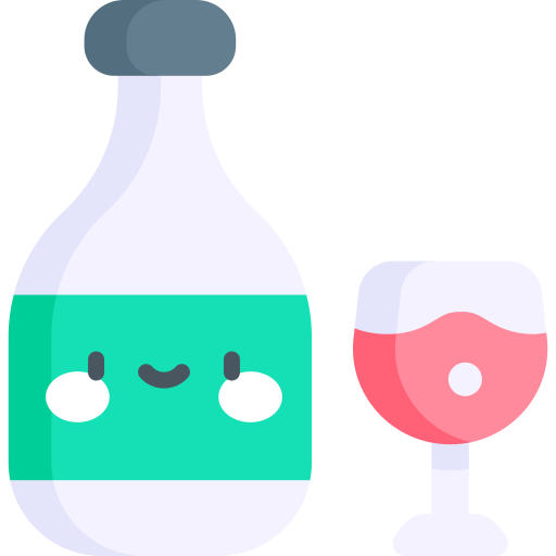 copa de vino Kawaii Flat icono