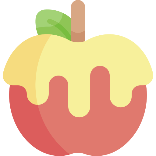 karmelizowane jabłko Kawaii Flat ikona