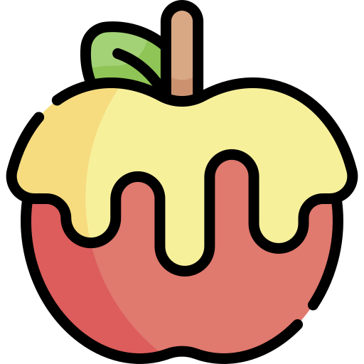 manzana caramelizada Kawaii Lineal color icono