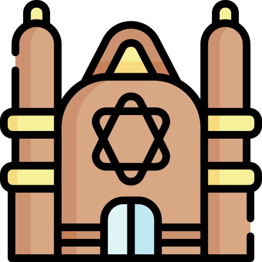 sinagoga Kawaii Lineal color icona