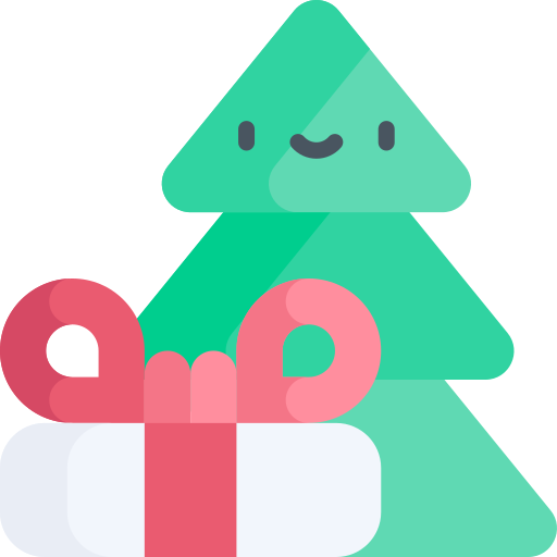 árbol de navidad Kawaii Flat icono