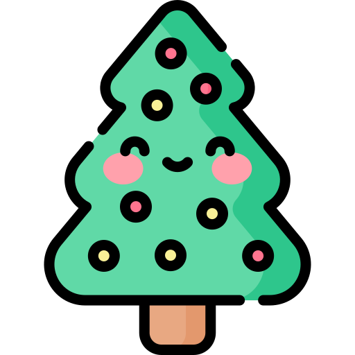 Christmas tree Kawaii Lineal color icon
