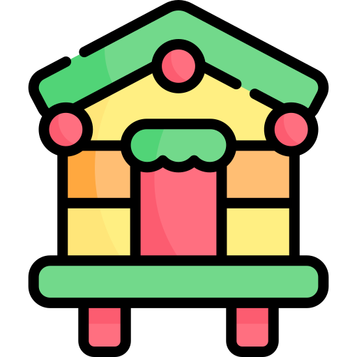 домик на пляже Kawaii Lineal color иконка
