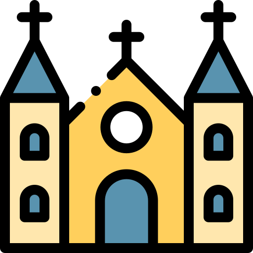 교회 Detailed Rounded Lineal color icon