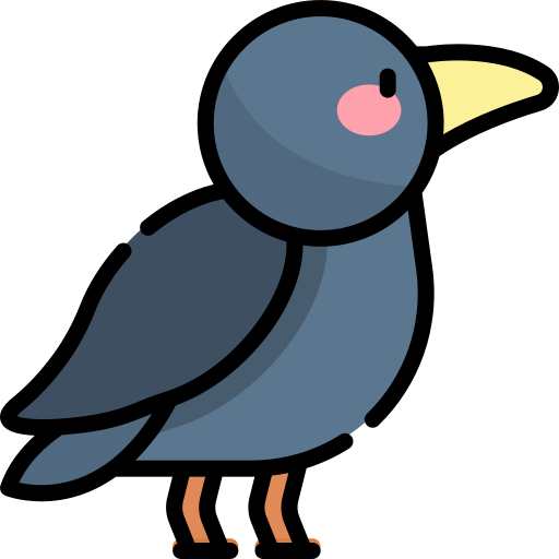 corvo Kawaii Lineal color icona