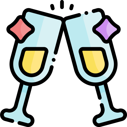 copa de champán Generic Outline Color icono