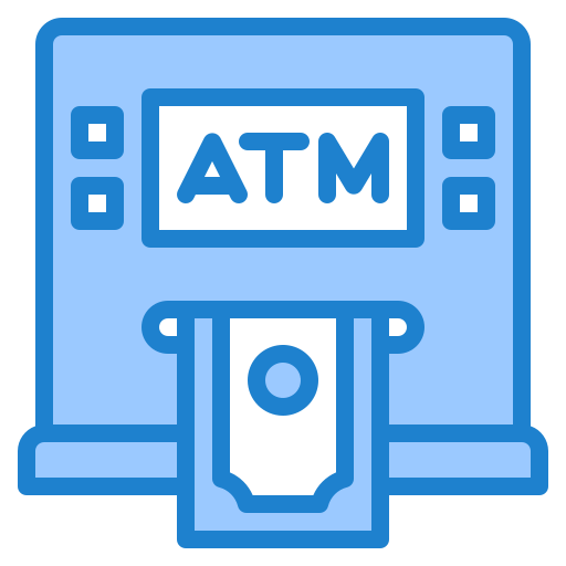 geldautomaat srip Blue icoon