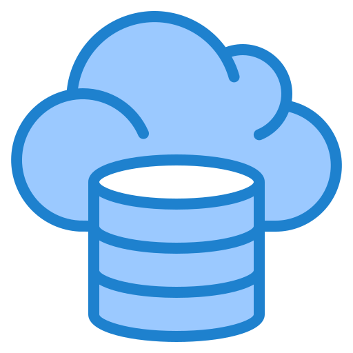 Cloud database srip Blue icon