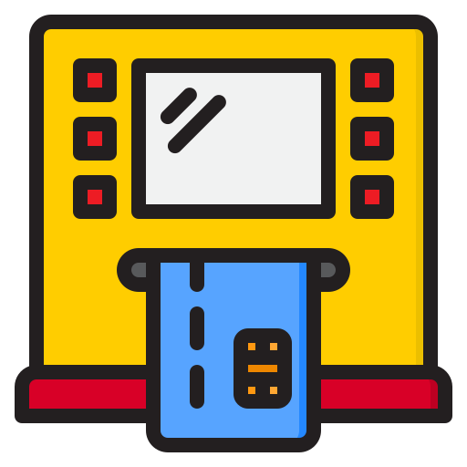 Atm machine srip Lineal Color icon